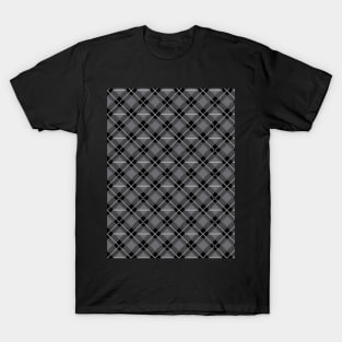 Diagonal Gray and Black Flannel-Plaid Pattern T-Shirt